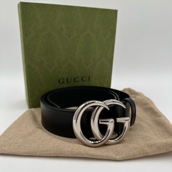 EUC Gucci Marmont Black/Silver GG Belt “Full Inclusion” - Picture 1 of 5